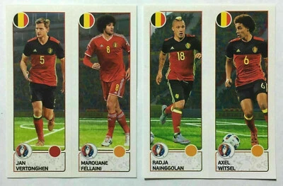 2 EURO 2016 PANINI SOCCER STICKERS. BELGIUM #488a 488b, #489a 489b - Image 1 of 2