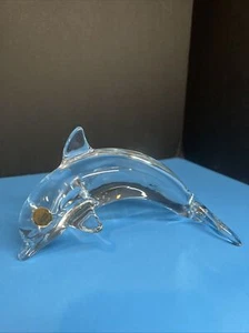 Cristal D'Arques France 24% Leaded Crystal Dolphin Clear Paperweight Art Glass - Picture 1 of 9