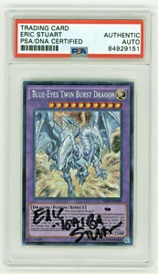 PSA Signed Eric Stuart Yugioh! Blue-Eyes Twin Burst Dragon SHVI-EN099 SR - Picture 1 of 2