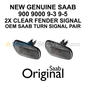 SAAB NG900 SIDE TURN SIGNAL LAMP LIGHT CLEAR LENS SET 5336250 NEW GENUINE OEM 2x - Picture 1 of 3