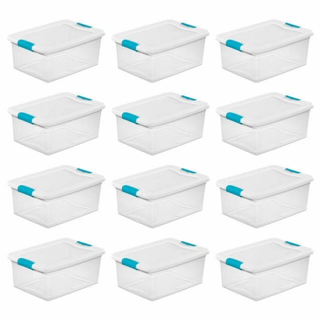 Sterilite 1494 15 Quart Stackable Storage Tote Container - 12 Pack