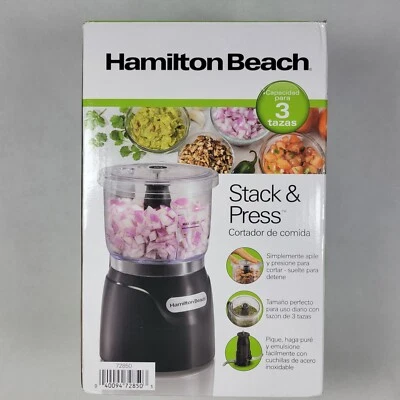 Hamilton Beach Black Stack And Press 3 Cup Food Processor Chopper 72850 - Image 1 of 4