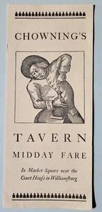 70er Jahre Williamsburg Virginia Chowning's Tavern Speisekarte Vintage Original - Bild 1 von 3