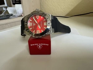 Men's SWISS LEGEND EXPEDITION 200M DIVE Red DIAL WATCH - Picture 1 of 5