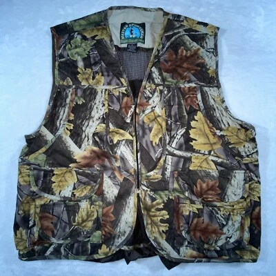 EUC Mens Master Sportsman Leaf Camo Duck Hunting Vest XL Brown Lots of Pockets - Image 1 of 4