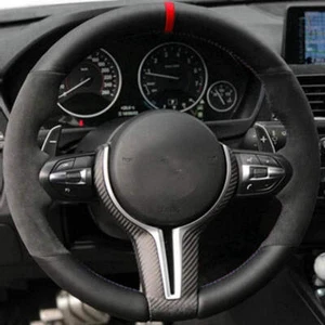 Anti-Slip Suede Steering Wheel Cover for BMW M Sport F20 F30 F22 X1 X2 X3 X5 - Picture 1 of 12