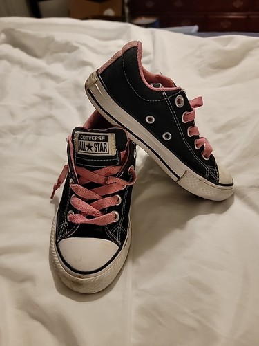 Sneakers basse Converse All Star nere e rosa Jr taglia 12