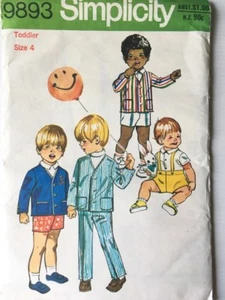 Simplicity Pattern 9893 - Vintage 1970s Child's Suit Shorts Jacket Playsuit Sz 4 - Picture 1 of 2