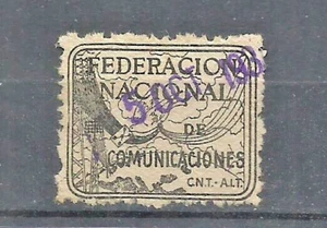 911-SELLO VIÑETA GUERRA CIVIL 1938 REPUBLICA C.N.T. Y F.A.I.COMUNICACIONES.2 PT - Imagen 1 de 1