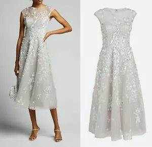 Teri Jon 3D Floral Applique Embroidered Midi Cocktail Evening Dress sz 4-6 $960 - Picture 1 of 12