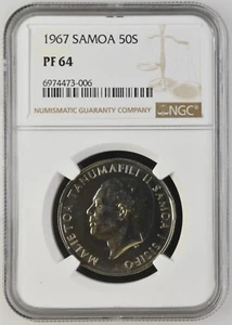 1967 Samoa 50 Sene - King Malietoa Tanumafili II - NGC PF 64 - Picture 1 of 2