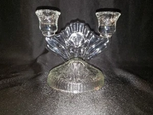 Jeannette Glas IRIS HERRINGBONE klar Doppel Kerzenhalter Vertiefung. - Bild 1 von 3