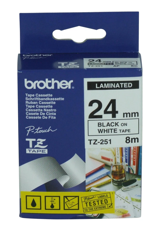Brother TZ-251 nastro per etichettatrice (P-Touch Tape Black on White - 24 mm - - Imagen 1 de 1