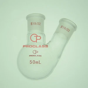 Lab 2 Necks Round Bottom Boiling Flask 50mL,19/22 Joints - Imagen 1 de 1