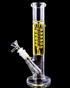THICK Bong 10 Inch FREEZE Pipe Glass Water Pipe Glycerin Bong Coil Perc Bong USA - Picture 1 of 3