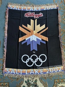 NEU Vintage Kelloggs 2002 Olympische Spiele Salt Lake City Baumwolle Webdecke Wandteppich  - Bild 1 von 9