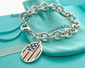 Tiffany & Co. Emaille Flagge Bettelarmband Sterlingsilber mit Etui - echt - Bild 1 von 6