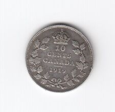 Canadá, Plateado, 10 Centavos, 1919 , Km#23 ,XF