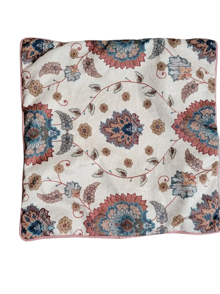 pier 1 pillow case 18x18" velvet trimed in beige rose edging discontinued  HTF - Image 1 of 4