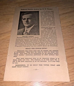 Folleto del Senado de los Estados Unidos de Illinois 1924 NEWTON JENKINS / ANTI-MEDILL MCCORMICK - Imagen 1 de 9