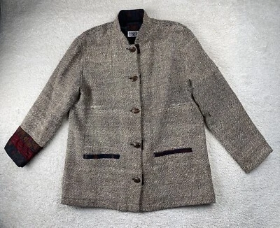 Blazer CHICO'S DESIGN Chaqueta de Tweed Beige Med Mezcla Lana Seda Foto 1 de 4