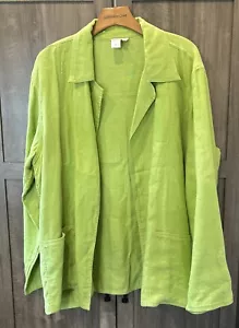 Coldwater Creek 2X Linen Jacket Blazer Green - Picture 1 of 9