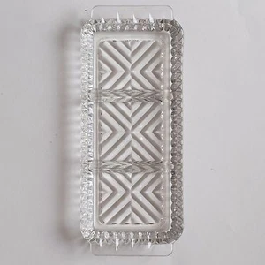 3 Part Chevron Pattern Divided Glass Relish Dish - Bild 1 von 4