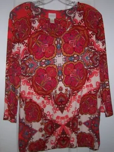 Chico's Gr. 2 Damen große bunte Paisley Bluse Pullover Oberteil Stretch 3/4 Arm - Bild 1 von 9