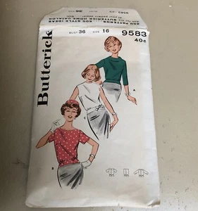 Blusa Vintage Butterick Cadera Bandas Patrón # 9583 Talla 16 Busto 36 - Imagen 1 de 2