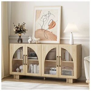 Buffet Cabinet with Storage,63 ''Large Sideboard Buffet Cabinet with Glass Doors - Picture 1 of 8