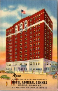 MOBILE, ALABAMA - HOTEL ADMIRAL SEMMES - VINTAGE LINEN POSTCARD - Picture 1 of 2
