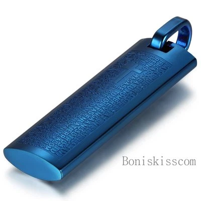 Collar con colgante de oración del Señor español de acero inoxidable para hombre con versículos bíblicos cruzados Foto 1 de 4