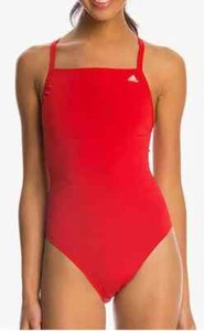 adidas Women's Solid Vortex-Back Sport Active One Piece Swimsuit, Red, Sz 24 - Picture 1 of 3
