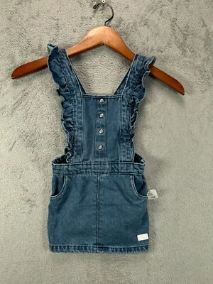 NWT 7 for All ManKind Girls 24 Month Toddle Denim Dress Blue Jean Overall Dress — 第 1/4 张图片