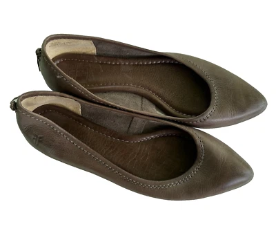 FRYE Regina Marrón Taupe Cuero Ballet Pisos Talla US 7M Foto 1 de 4