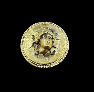 Vintage Monet Cameo Repousse Lady Liberty Coin Pin Brooch - Picture 1 of 6