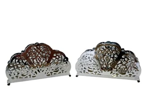Vintage Set of 2 Irwin Chrome Filigree Napkin/Letter Bill Holder Made in USA - Foto 1 di 9
