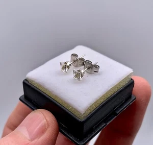 PAIR of Earrings w 4mm Round Cut Herkimer Diamonds in 925 Sterling Silver .8 C - Picture 1 of 10