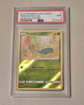 2018 Pokemon Sun & Moon Celestial Storm Treecko 7/168 Reverse Holo PSA 9 *POP 2 - Image 1 of 4