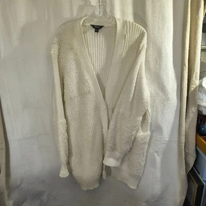 Cardigan donna Vera Wang XXL bianco sporco manica lunga testurizzato - Foto 1 di 5