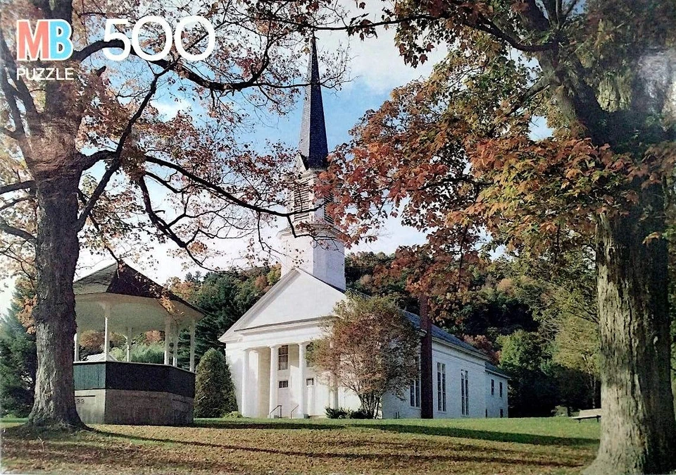 1990 Sharon Vermont Chapel 500 pc 13-7/8" X 19-7/8" Jigsaw Puzzle Milton Bradley - Image 1 of 1