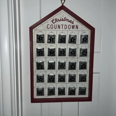 Countdown to Christmas Advent Calendar Fillable Metal Buckets Decor - Image 1 of 4