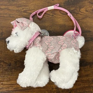 Poochie & Co White Puppy Dog w/ Glitter Pink Bow Purse Toy Poochie Grooming Set - Picture 1 of 9