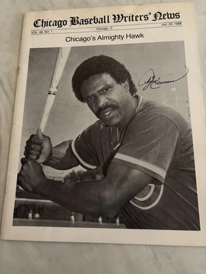 andre dawson autographed cover- chicago bball writers news 1988-3 others inside! - Image 1 of 4