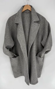 Vintage Bogner 80s Grey Wool Blend Oversized Coat Jacket Pockets Women's Sz XL - Picture 1 of 21