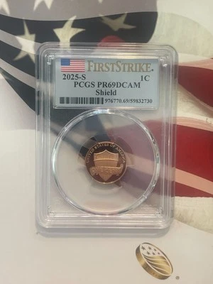 2025 S Lincoln Cent 1C PCGS PR69DCAM   FIRSTSTRIKE FLAG - Image 1 of 2