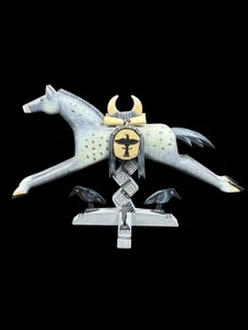 Robert Shields Designs Horse w/ Crows Base Southwestern Style Hand Signed Rare - Picture 1 of 23