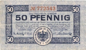 Billete de 50 peniques ALEMANIA (SAARBRUCKEN) 1916 - Imagen 1 de 7