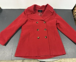 Vtg London Fog Jacket Pea Coat Womens SIZE XLarge Red Wool Blend Pockets - Picture 1 of 20