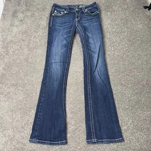 Pantalones de mezclilla para mujer Miss Me Irene Bootcut talla 28 azul palm colina lavado estrás - Imagen 1 de 12